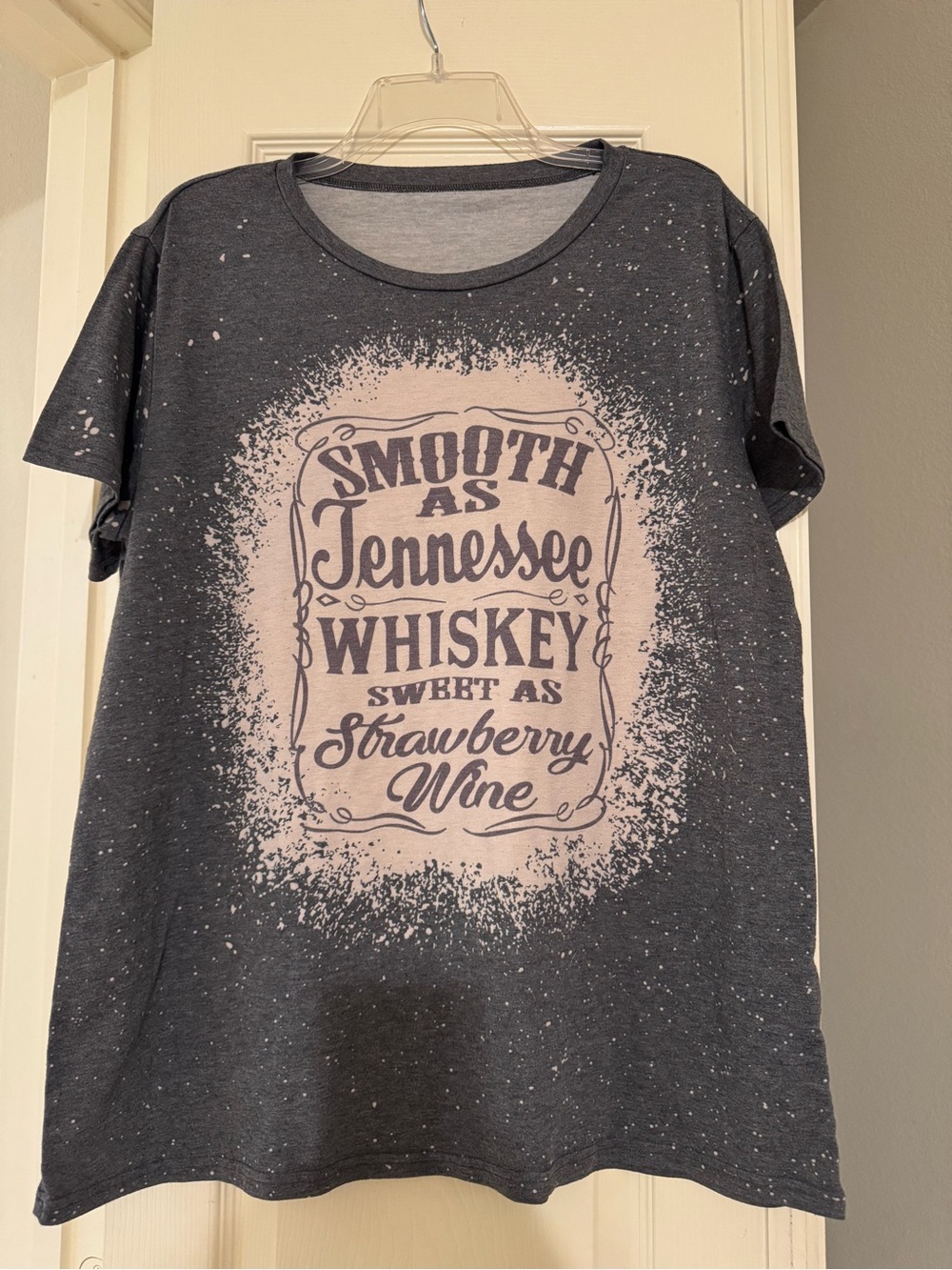 Graphic Tee "Smooth as Tennessee Whiskey" - Charcoal with Light Pink Print